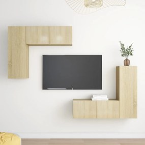 Set Di Mobili Tv 4 Pz Rovere Sonoma İn Legno Multistrato /