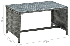 Tavolino da Caffè Antracite 70x40x38 cm in Polyrattan