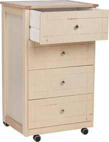 Carrello Cassettiera Giada con piano mattonelle in ceramica NATURALE