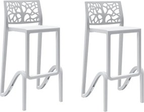 Sgabello bar impilabile alto H. seduta 75 cm TETI Bianco set 2 pezzi