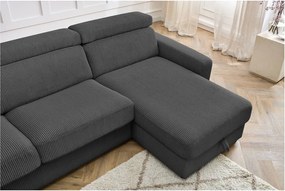 Divano angolare in grigio scuro allungabile (con composizione variabile) con rivestimento in velluto a coste Monaco – Bobochic Paris