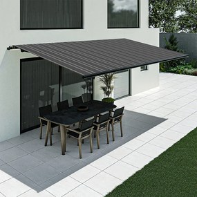 Tenda da sole antracite a righe, modello Basic senza cassonetto, 2400 x 1500 mm, con manovella, configurazione individuale