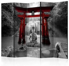 Paravento Buddha Smile (Red) II [Room Dividers]
