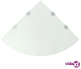 vidaXL Scaffale Angolare con Supporti Cromati Vetro Bianco 45x45 cm