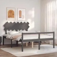 Letto per Anziani con Testiera Grigio King in Legno Massellocod mxl 105066