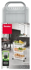 Carrello mobile con 3 cestini, altezza 63 cm Oslo - Metaltex
