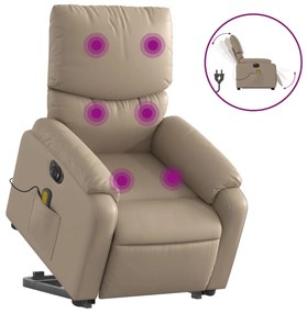 Poltrona alzapersona massaggio elettrica cappuccino similpelle
