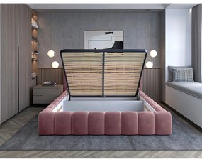 Letto matrimoniale imbottito rosa con contenitore e rete inclusi 180x200 cm Lamica – ELTAP