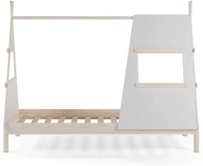 Letto da bambini a forma di casa color crema in pino massiccio con rete inclusa 90x200 cm Enola – Marckeric