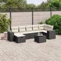 Set Divani da Giardino con Cuscini 8 pz Nero in Polyrattan 3264442