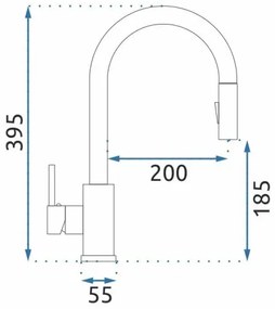 REA-B9148 - Miscelatore per lavello con doccetta estraibile FRESH 39,5 cm, finitura oro spazzolato