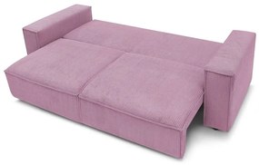 Divano letto in velluto a coste rosa 245 cm Nihad - Bobochic Paris