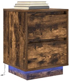 Comodino Con Luci Led Rovere Fumo 38x34x50 Cm /