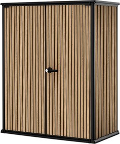Armadio Porta Attrezzi da Esterno 140x73,6x170,4 cm Keter Signature Vertical Shed in Resina Effetto Legno Noce...