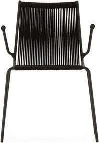 Sedie da pranzo in set nere in metallo con braccioli/impilabili 2 pz Emily – Marckeric