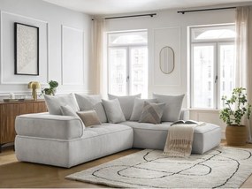 Divano angolare grigio chiaro (penisola a destra/a L) con rivestimento in ciniglia Whesley – Bobochic Paris