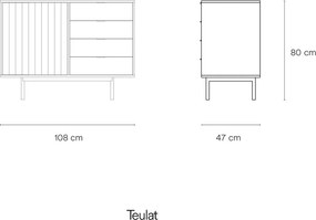 Cassettiera bassa grigia effetto rovere 108x80 cm Sierra - Teulat