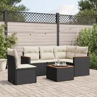 Set Divano da Giardino 6 pz con Cuscini Nero in Polyrattan 3225979