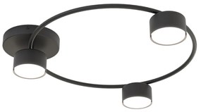 Plafoniera Moderna Zeus Acciaio Nero 3 Luci Gx53 Ip20