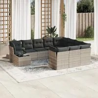 Set Divani da Giardino 11 pz con Cuscini in Polyrattan Grigio 3218262