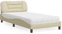 Letto con Materasso Crema 100x200 cm in Tessuto 3208518