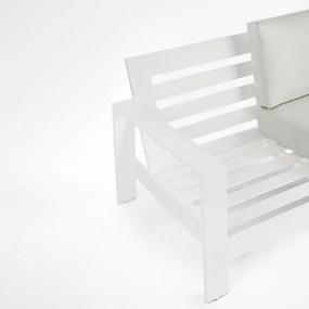 Salotto Da Esterno In Alluminio Divano 3 Posti 2 Poltrone Con Tavolino Baltic Bianco Bizzotto