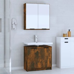 Set Mobili Da Bagno 2 Pz Rovere Fumo İn Legno Multistrato /