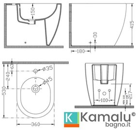 Kamalu - sanitari a muro senza brida nelu-t