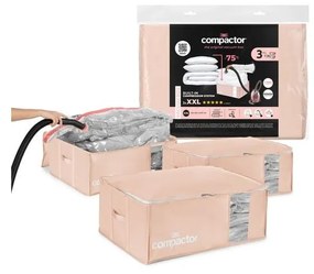 Set di organizer per vestiti sottovuoto in plastica 3 pz 65x45x27 cm Pink Edition - Compactor