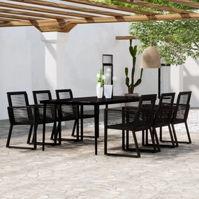 Set mobili da pranzo per giardino 7 pz nero