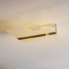 SOLLUX LIGHTING Plafoniera Shifted, due sezioni in vetro, cromata