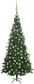 Albero di Natale Preilluminato con Palline Verde, Albero di Natale Preilluminato con Palline 240 cm Verde II