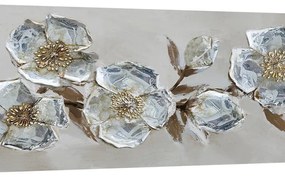 Dipinto su tela Fiori metallici, multicolore 65 x 150 cm