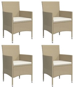 Set da pranzo da giardino 5 pz con cuscini beige e nero