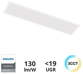 Pannello LED 120x30 42W CCT Bianco Variabile UGR19, PHILIPS CertaDrive Colore Bianco Variabile CCT