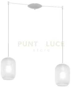 Sospensione bianco 2 luci spostabile vetri bianco fog 1181bi-s2 s-bf