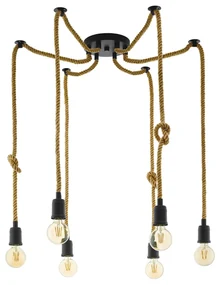 Lampadario A Sospensione Vintage Rampside Acciaio Nero 6 Luci E27 D18