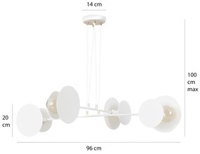 Lampadario Moderno 1 Luce Izanami In Acciaio Bianco Con Bracci