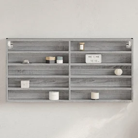 Armadietto Vetrina Grigio Sonoma 100x8,5x50cm Legno Multistrato /