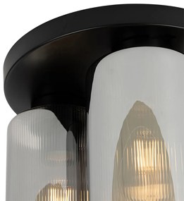 Plafoniera Art Déco nera con vetro fumé 3 luci - Laura