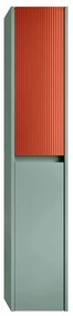 Colonna per mobile bagno Niwa 2 ante P 27 x L 30 x H 160 cm laccato opaco verde timo con vetro paprika cannettato