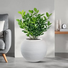 Vaso in resina da esterno interno tondo a sfera d.40x33h Botticelli Bianco