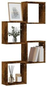 Mensole A Cubo 4 Pz Rovere Fumo 30x15x30 Cm /