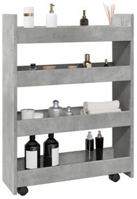 Carrello Stretto A 4 Livelli Grigio Cemento İn Truciolato /