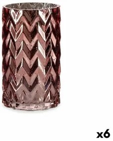 Vaso Intaglio Spiga Rosa Cristallo 11,3 x 19,5 x 11,3 cm (6 Unità)