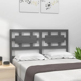 Testiera Per Letto Grigia 205,5x4x100 Cm Legno Massello Di Pino /