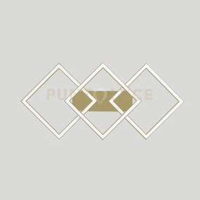 Afrodite p/m - applique alluminio gold led 3 quadrati 3000k 2000lm ...