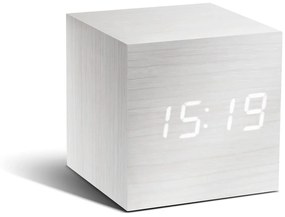 Sveglia bianca con orologio a display LED bianco Cube Click - Gingko