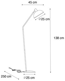Lampada da terra retrò nera con bronzo - Milou