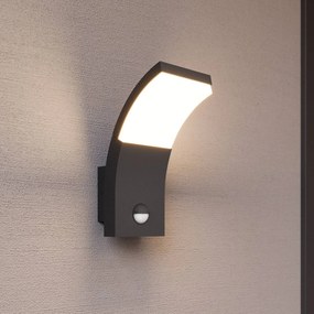 Lucande Applique a LED Timm, sensore, 20 cm, antracite, IP54 Timm, Nero, Alluminio, Moderno